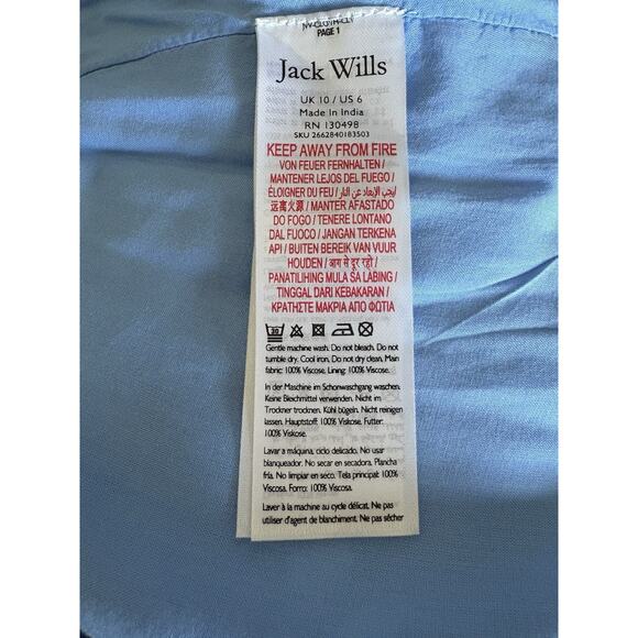 Jack Wills Full Button Down Mini Dress Size 6, Blue White Floral Y2K Cottage 90s - Picture 10 of 12